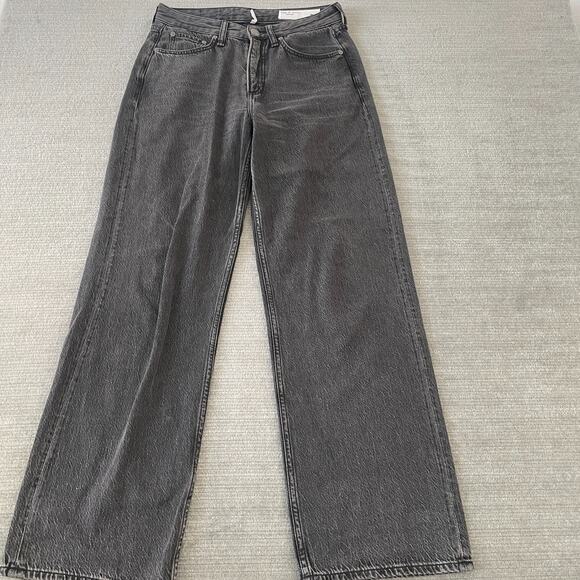 Rag & Bone Jeans Women 26x31 Charcoal Black Logan Mid Rise Wide Leg Casual - Picture 1 of 9